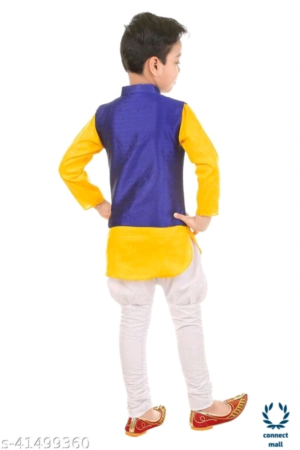 Ethnic Wear - 1-2 Yrs, Yellow & Blue, Cotton