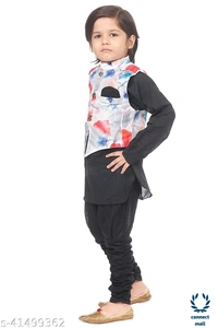 Ethnie Black Kurta - 3-4 yrs, Black, Cotton, 1