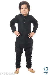 Ethnie Black Kurta - 9-12 months, Black, Cotton, 1