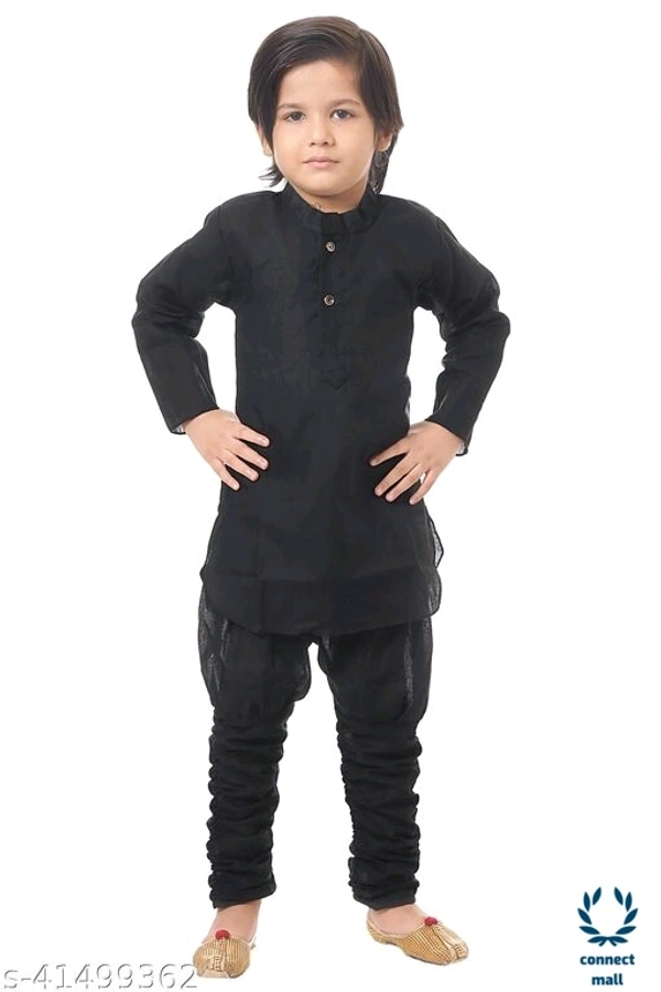 Ethnie Black Kurta - 9-12 months, Black, Cotton, 1