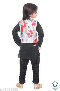 Ethnie Black Kurta - 9-12 months, Black, Cotton, 1