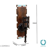 Lightbringer Wall Mounted Planter with Zebra Patterns held in Metal Fixtures - 41 x 14 x 12cm, Clay, Pot, 2 Pcs, Circular