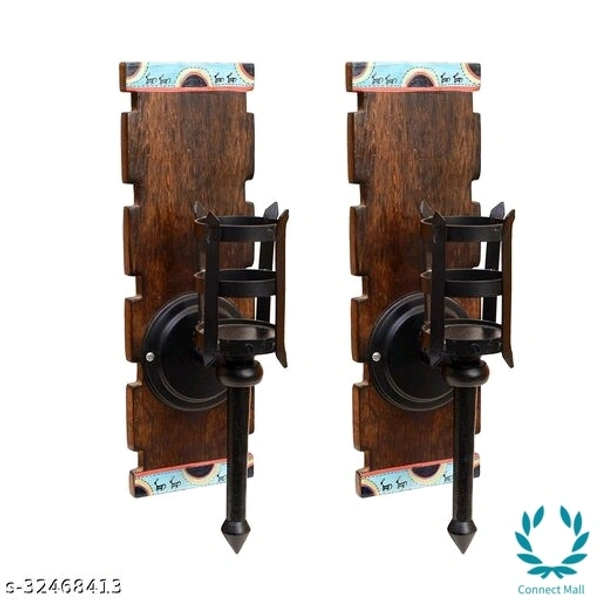 Lightbringer Wall Mounted Planter with Zebra Patterns held in Metal Fixtures - 41 x 14 x 12cm, Clay, Pot, 2 Pcs, Circular