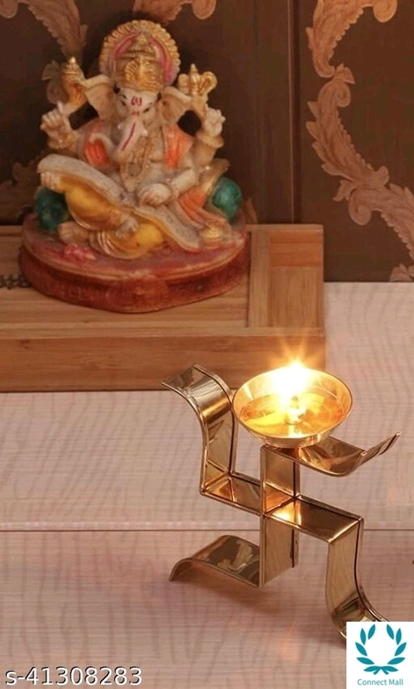 Swastik Diya Oil Pooja Lamp 4x4 Inch