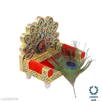 Attractive Krishna Assan - (L×B×H)13cm × 4 cm x 9cm, Red, Wooden
