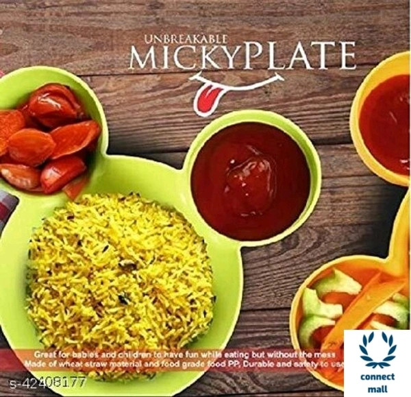 Kids Plate - (B×H×L)17cm×3cmx8cm, Multicolour, Plastic, 1