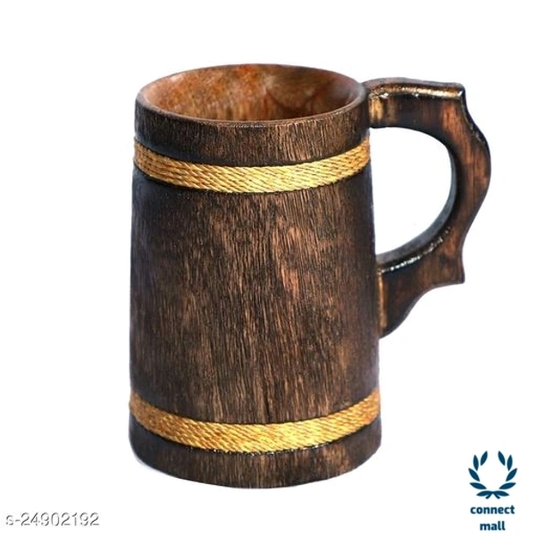 Wooden Beer Mug Haf Litre For Home Bar/ Showpiece / Cocktail Party - 500ml, Brown, Glass, 1