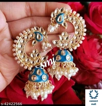 Meenakri Punchi Kundan Earing - Red, Alloy