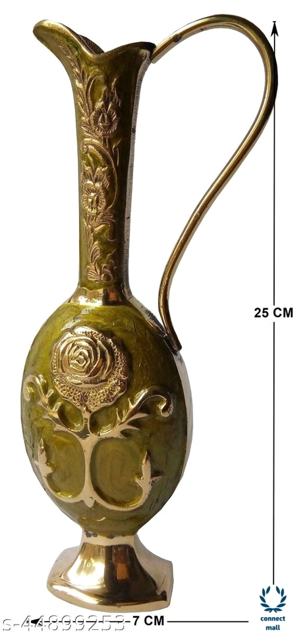 Antique Metal Vase Combo - (L×H×B)7cm×5cm×25cm, Golden Yellow, Metal