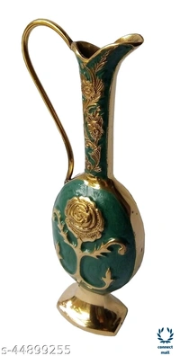 Antique Metal Vase Combo - (L×H×B)7cm×5cm×25cm, Golden Yellow, Metal