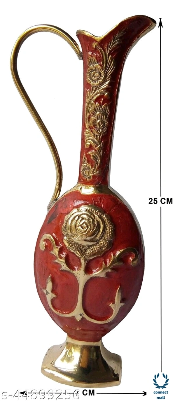 Antique Metal Vase Combo - (L×B×H)7cm×5cm×25cm, Red, Metal
