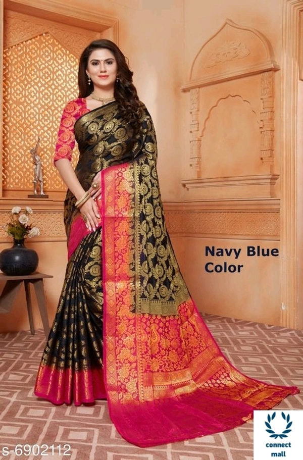 Kanjivaram Silk Marriage wedding Saree For Women and Blouse - Red & Black