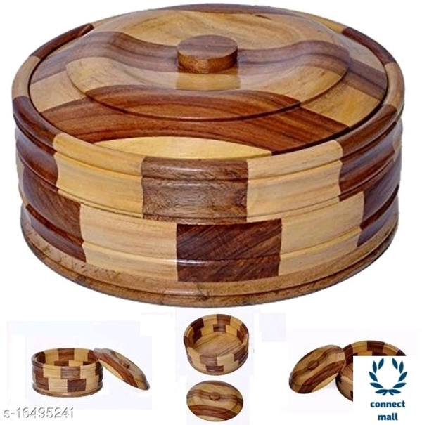 Sessame Wood Dual Shade Chapati box Casserole - Brown, Wood