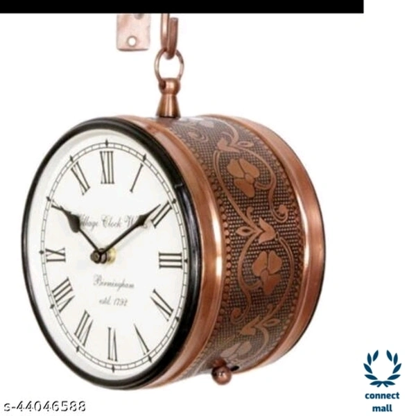 6 Inch Metallic Double side Station Wall Clock Offer Price - (L×H×B)3cm ×6cm ×6cm, Brown, Metal, Double Sided, 1, Round, 1 KG