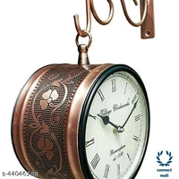 6 Inch Metallic Double side Station Wall Clock Offer Price - (L×H×B)3cm ×6cm ×6cm, Brown, Metal, Double Sided, 1, Round, 1 KG