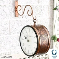 6 Inch Metallic Double side Station Wall Clock Offer Price - (L×H×B)3cm ×6cm ×6cm, Brown, Metal, Double Sided, 1, Round, 1 KG