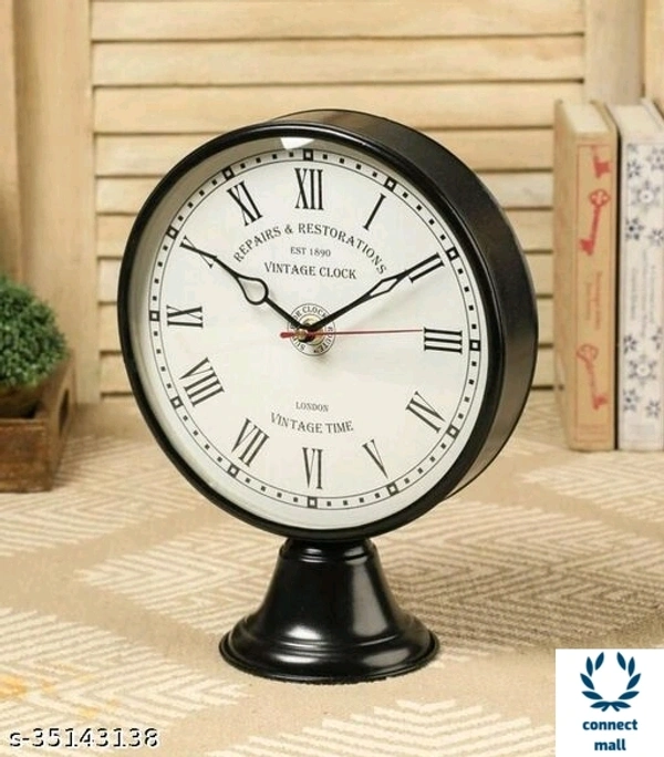Keeratly Handmade Metal 8 inch Antique Table clock - Pack of 1 piece