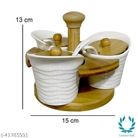 Chutney & Pickle Ceramic Serving Bowl With Wooden Lid