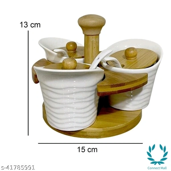 Chutney & Pickle Ceramic Serving Bowl With Wooden Lid