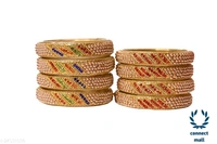 Designer Glass Bangles/Kada set for wedding,Workplace,Party,Traditional Designs with Stone( Pack of 8 pieces - 2.2