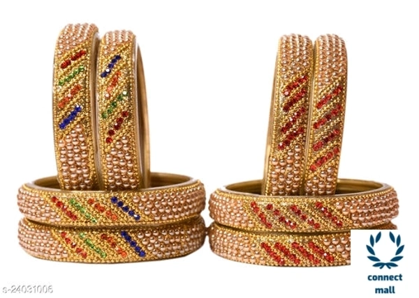 Designer Glass Bangles/Kada set for wedding,Workplace,Party,Traditional Designs with Stone( Pack of 8 pieces - 2.2