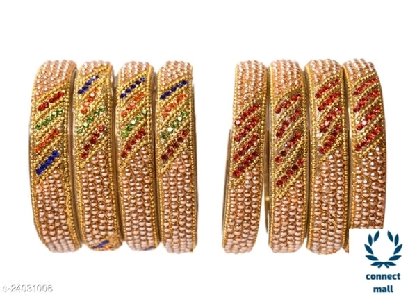 Designer Glass Bangles/Kada set for wedding,Workplace,Party,Traditional Designs with Stone( Pack of 8 pieces - 2.4