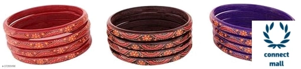 ZULKA Beautiful Glass and Flower Pattern Bangle set for Women/Girls (Multi-Color) Pack of 24 kadaa - 2.8