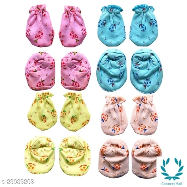 New Born Baby Care Cloth Set Combo (Set of 28, 4Jhabla, 8Nappy, 8Mittens,4Cap Hosiery Material and 4 Plastic mat, Random Print