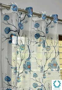 Fancy Curtain - Sheer - Blue , 7 Feet