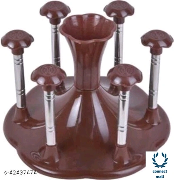 *Stylish Glass Spoon Cutlery Organiser for 6 Glass Stand Holder* - 1 Piece , Pink