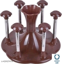 *Stylish Glass Spoon Cutlery Organiser for 6 Glass Stand Holder* - 1 Piece , Pink