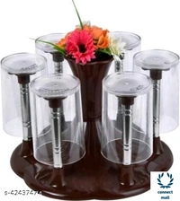 *Stylish Glass Spoon Cutlery Organiser for 6 Glass Stand Holder* - 1 Piece , Pink