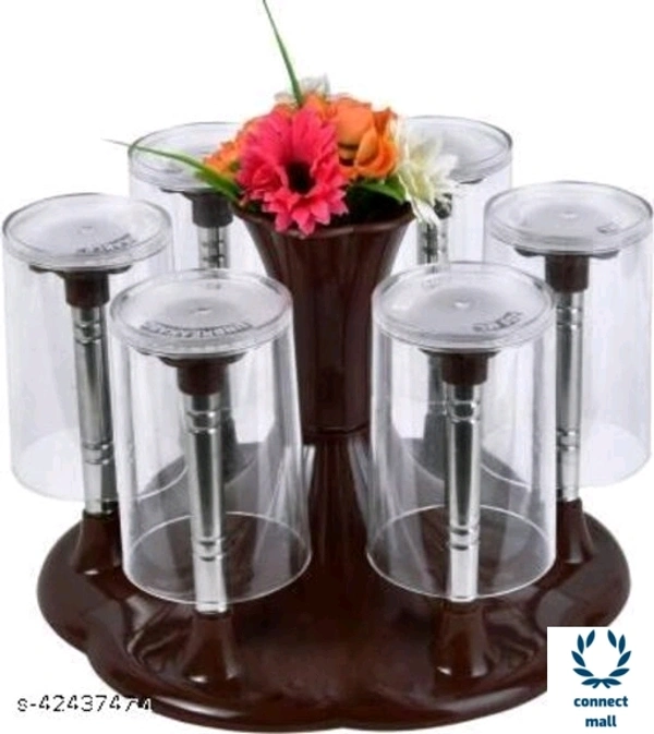 *Stylish Glass Spoon Cutlery Organiser for 6 Glass Stand Holder* - 1 Piece , Pink