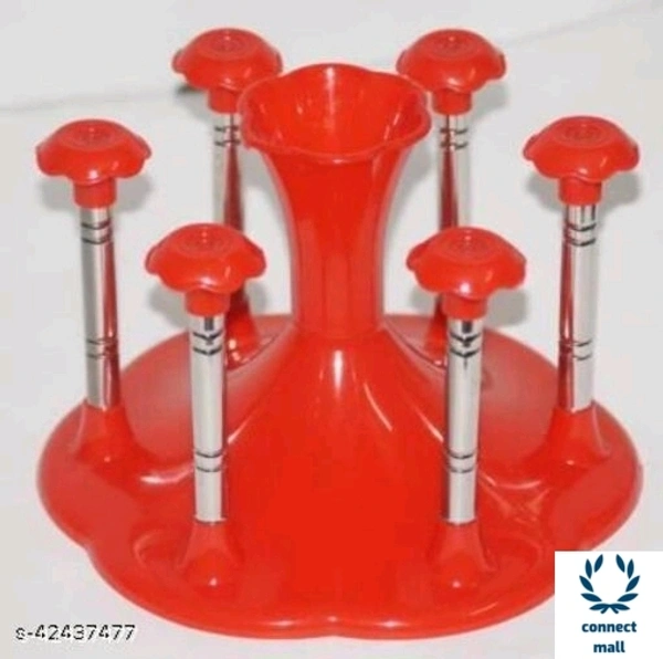 *Stylish Glass Spoon Cutlery Organiser for 6 Glass Stand Holder* - 1 Piece , Pink