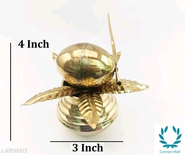 Brass kalash With Nariyal & Leaf - Brass