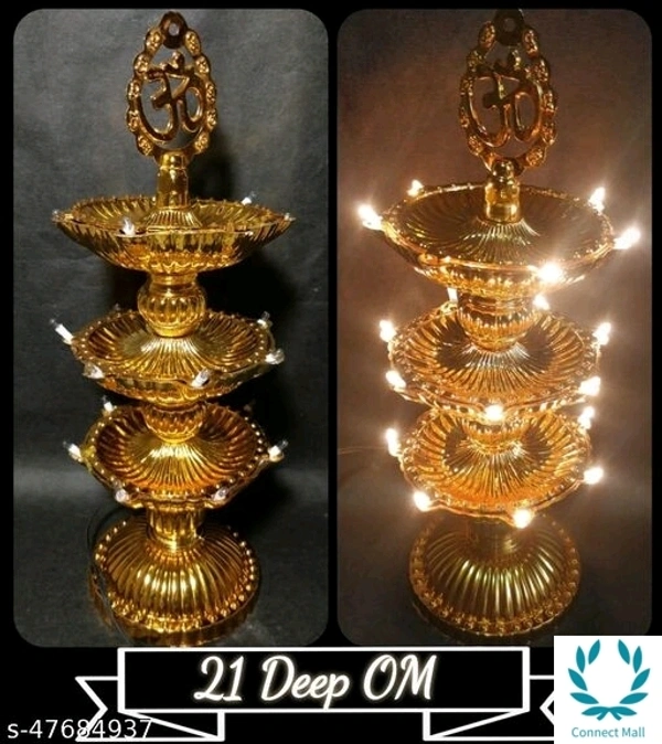 5 Layer Electrical 21 Light OM Deepam Set Of 2 Classic & Modern Design For Home Office ,Mandir Decor (Indoor and Outdoor) - Plastic, 2