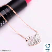 Swarovski logo Swan Gold Plated Single stand Black Beads Mangalsutra - Black