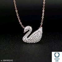 Swarovski logo Swan Gold Plated Single stand Black Beads Mangalsutra - Black