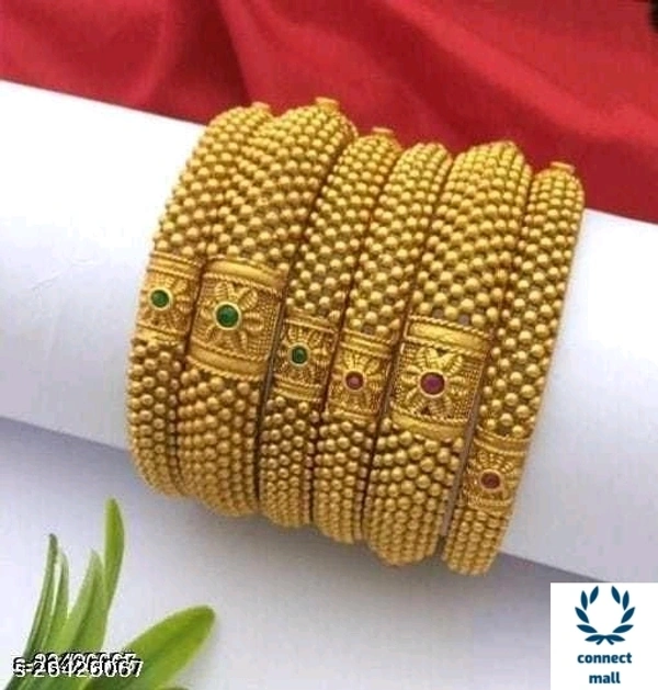 *KAAYA ALLOY GOLD PLATED Artificial Beads Non Adjustable Bangle Style - 2.10