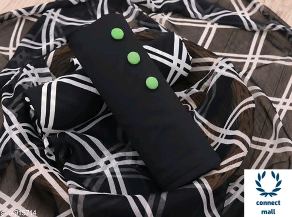 DRISHYA Plain Unstiched Golden Yellow Top with Black Georgette printed Dupatta Dress Material - Yellow, Creepe, 3