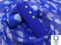 DRISHYA Plain Unstiched Golden Yellow Top with Black Georgette printed Dupatta Dress Material - Yellow, Creepe, 3