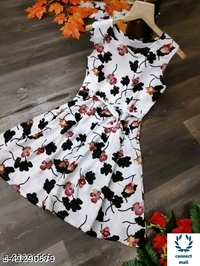 Floral Printed Sleeveles Western Style Modern Women Dress - Black, 3, M