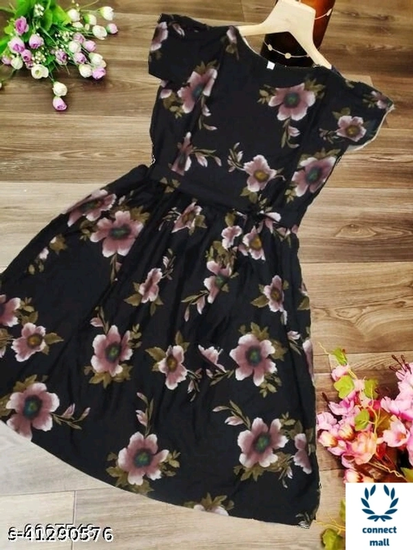 Floral Printed Sleeveles Western Style Modern Women Dress - BLACK, 3, Xl