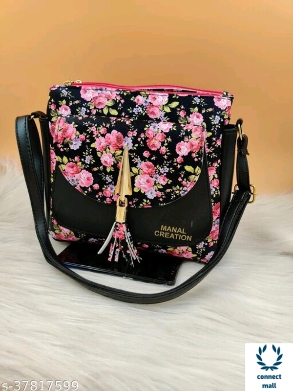 MENAL CREATION Floral Printed High Quality 2 Compartments Sling Bag For Ladies - 1, Free Size, Sling Bag, Black