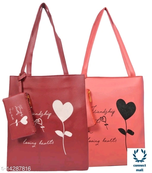 Bag with Pouch Shoulder hand Bag For Women & Girl Pack of 2 - Red & Maroon