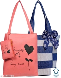 Bag with Pouch Shoulder hand Bag For Women & Girl Pack of 2 - Blue & Muddy Red