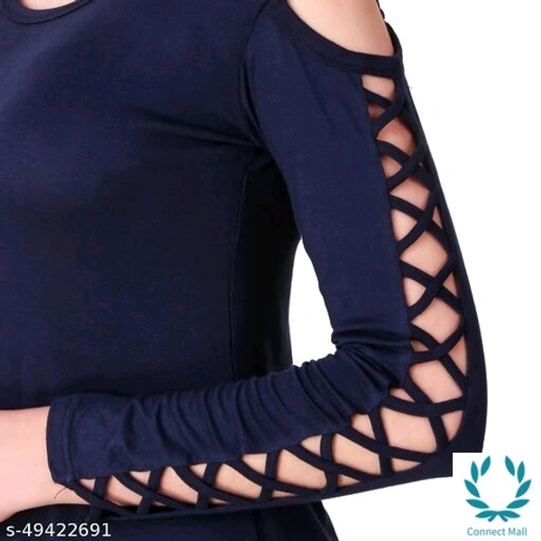 Stylish Navy Plan Straight Kurti For Girls - L, Navy Blue, Cotton Blend, Pack of1