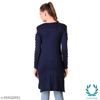 Stylish Navy Plan Straight Kurti For Girls - XL, Navy Blue, Cotton Blend, Pack of1