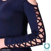 Stylish Navy Plan Straight Kurti For Girls - XL, Navy Blue, Cotton Blend, Pack of1