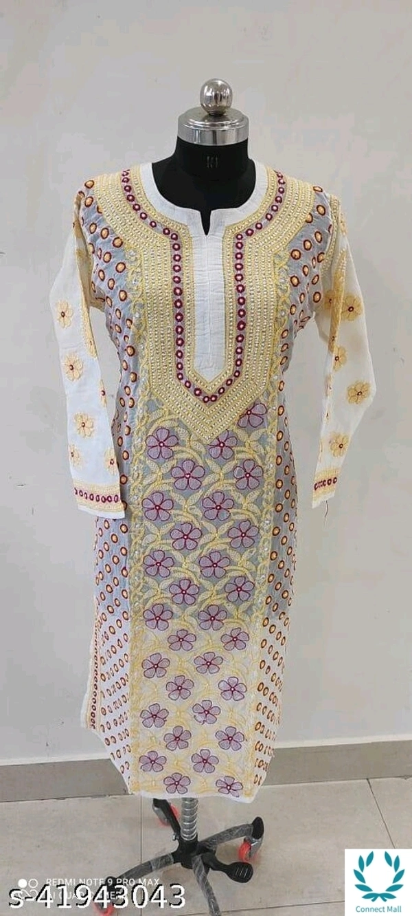 JIVIKA FABULOUS Cotton Chikankari White Kurti - Free Size, White, Cotton, Chikenkari, Pack of 1